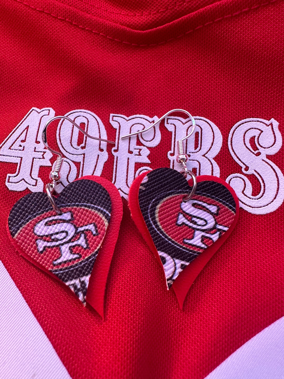 Niners Heart Earrings: Double-sided SF Football Jewelry - Etsy