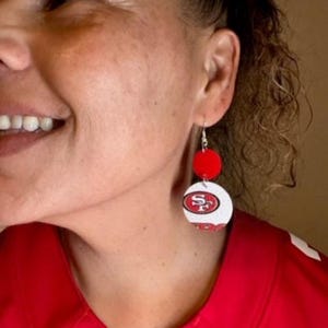 SF Football Earrings, San Francisco Earrings, Small Football Earrings, SF Fans, San Francisco Football Earrings, SF Gifts for Her, Bay Area