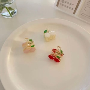 4Ct Mini Cherry Hair Clips