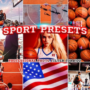 Lightroom basketball presets, baseball presets, Sport presets, Softball presets, mobile and desktop, moody sport preset