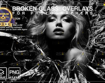 Broken Glass Photo Overlay, Halloween overlay, Photoshop overlays, Realistic Glass overlay, Broken Glass png, glass clipart, glass overlay