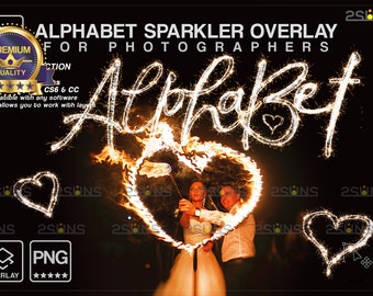 Photoshop overlays Alphabet sparkler font, Wedding sparkler overlay, photo overlays sparkler, Bokeh overlay, Firework letters clipart