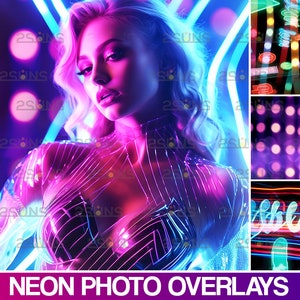 Neon photoshop overlays, Bokeh overlays, Neon Background, Neon light photo overlays, Prism overlay, Neon Backdrop, Neon light effects