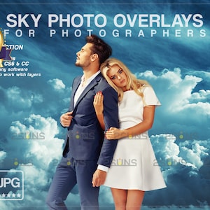Sky overlay, Photoshop overlays, Blue sky overlays, Sunset photo overlays, Rainbow light overlay,  Digital clouds photoshop textures
