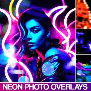 Neon photoshop overlays, Bokeh overlays, Neon Background, Neon light photo overlays, Prism overlay, Neon Backdrop, Neon light effects
