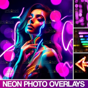 Neon photoshop overlays, Bokeh overlays, Neon Background, Neon light photo overlays, Prism overlay, Neon Backdrop, Neon light effects