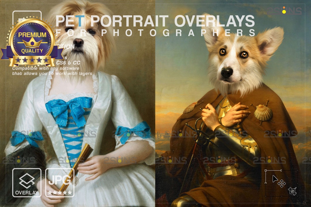 Royal Pet Portrait Template, Digital Pett, Pet Painting