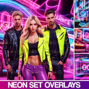 Neon photoshop overlays, Bokeh overlays, Neon Background, Neon light photo overlays, Prism overlay, Neon Backdrop, Neon light effects Floral