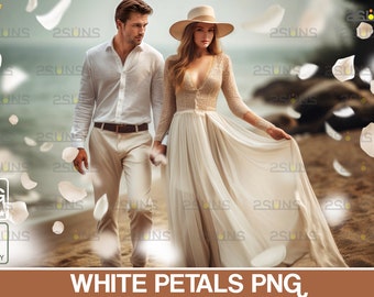 Flower photoshop overlays, Falling rose petals, Petals flower overlays, Floral backdrop, Falling white petals png, Wedding overlays