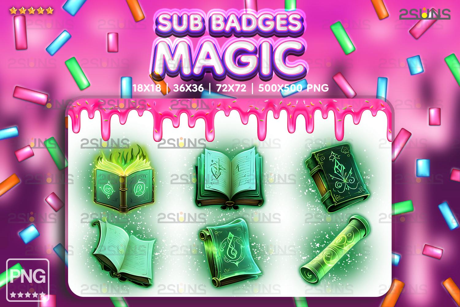 6 Magic Sub Badges Book of Spells, Goth Twitch Badges Scroll ...