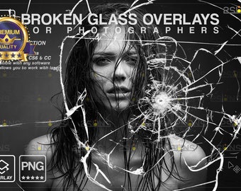 Gebroken glas foto-overlay, Halloween-overlay, Photoshop-overlays, realistisch glas-overlay, gebroken glas png, glas clipart, glas-overlay