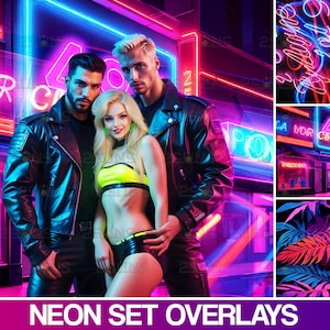 Neon photoshop overlays, Bokeh overlays, Neon Background, Neon light photo overlays, Prism overlay, Neon Backdrop, Neon light effects Floral