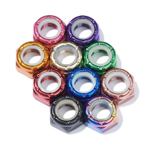Custom Axle Nuts Hardware (10) Roller Skate / Quad Skate / Derby Skate - RAINBOW Defiant Upgrades