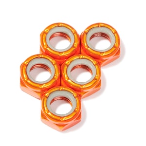 Custom Axle Nuts Hardware (5) Skateboard / Long Board / Penny Board / Cruiser - ORANGE Defiant Upgrades