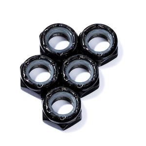 Custom Axle Nuts Hardware (5) Skateboard / Long Board / Penny Board / Cruiser - BLACK Defiant Upgrades