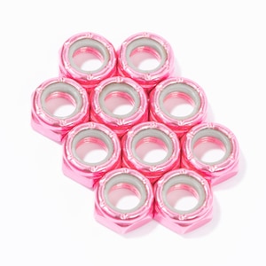 Custom Axle Nuts Hardware (10) Roller Skate / Quad Skate / Derby Skate - BUBBLEGUM Defiant Upgrades