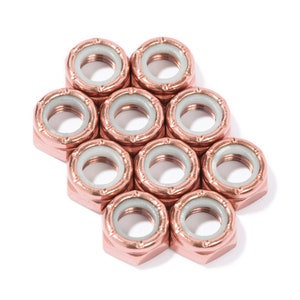 Custom Axle Nuts Hardware (10) Roller Skate / Quad Skate / Derby Skate - ROSE GOLD Defiant Upgrades