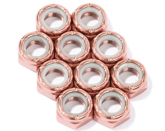 Custom Axle Nuts Hardware (10) Roller Skate / Quad Skate / Derby Skate - ROSE GOLD Defiant Upgrades