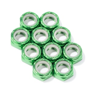 Custom Axle Nuts Hardware (10) Roller Skate / Quad Skate / Derby Skate - GREEN Defiant Upgrades