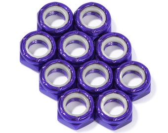 Custom Axle Nuts Hardware (10) Roller Skate / Quad Skate / Derby Skate - PURPLE Defiant Upgrades