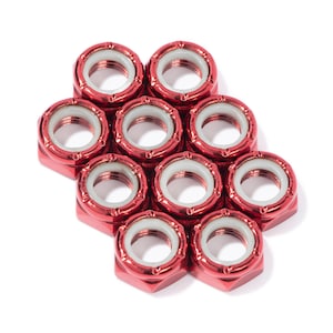 Custom Axle Nuts Hardware (10) Roller Skate / Quad Skate / Derby Skate - RED Defiant Upgrades