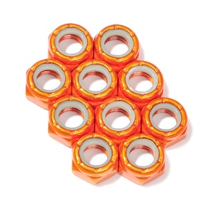Custom Axle Nuts Hardware (10) Roller Skate / Quad Skate / Derby Skate - ORANGE Defiant Upgrades