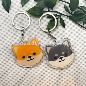 Shiba Inu Dog Double Sided Clear Epoxy Acrylic Keychain | Cute and Kawaii Charm | deadlybearhug