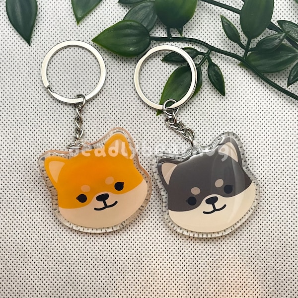 Shiba Inu Dog Double Sided Clear Epoxy Acrylic Keychain | Cute and Kawaii Charm | deadlybearhug