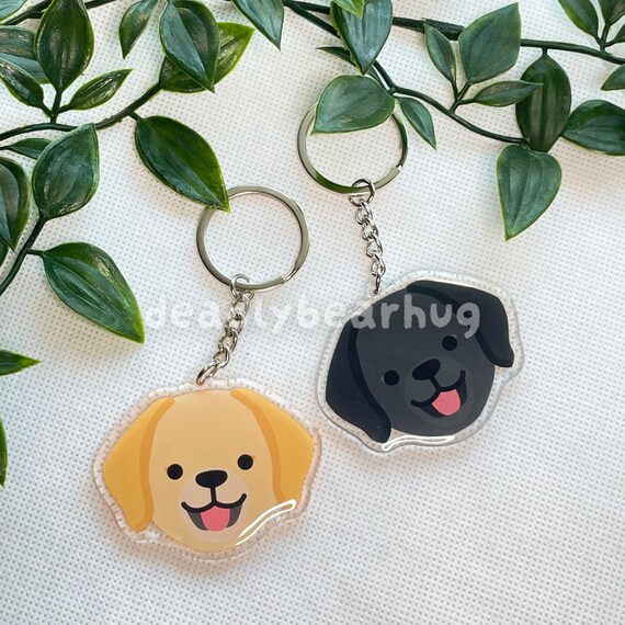 Labrador Retriever White Yellow Chocolate Black Dog Double Sided Clear Epoxy Acrylic Keychain Cute and Kawaii Charm deadlybearhug