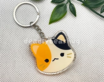 Calico Cat Orange Black Pattern Double Sided Clear Epoxy Acrylic Keychain | Cute and Kawaii Kitty Charm | deadlybearhug