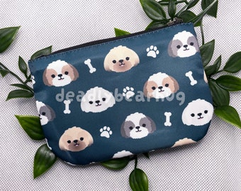 Shih Tzu Bichon Maltese Lhasa Apso Zipper Coin Purse | Cute Gift for Dog Lovers, Dog Parents | Brindle Black White Brown |  deadlybearhug