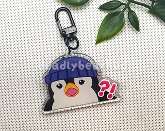 Dan the Penguin Shocked Face Valorant Acrylic Keychain | Funny Meme Kawaii Gift for Gamers | Double Sided Acrylic Charm | deadlybearhug