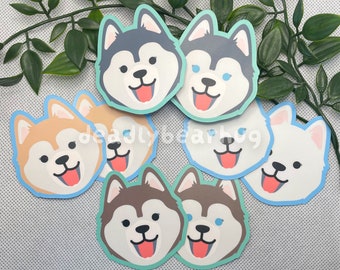 Siberian Husky Dog Black Cream Brown White Blue eyes Water Resistant Vinyl Sticker Dog Puppy | Cute and Kawaii Sticker Gift | deadlybearhug