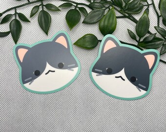 Tuxedo Bicolor Cat Water Resistant Die cut Sticker | Kitty Matte Vinyl Kawaii Cartoon Sticker, Perfect Gift for Cat Lovers | deadlybearhug