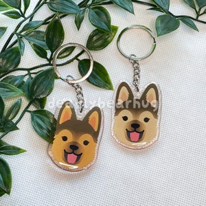 German Shepherd Red Black Tan | Dog Double Sided Clear Epoxy Acrylic Keychain | Cute and Kawaii Charm | deadlybearhug