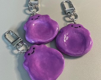 preorder - Glossy Pocket Purple Blob Anime Worry Stone Polymer Clay Keychain