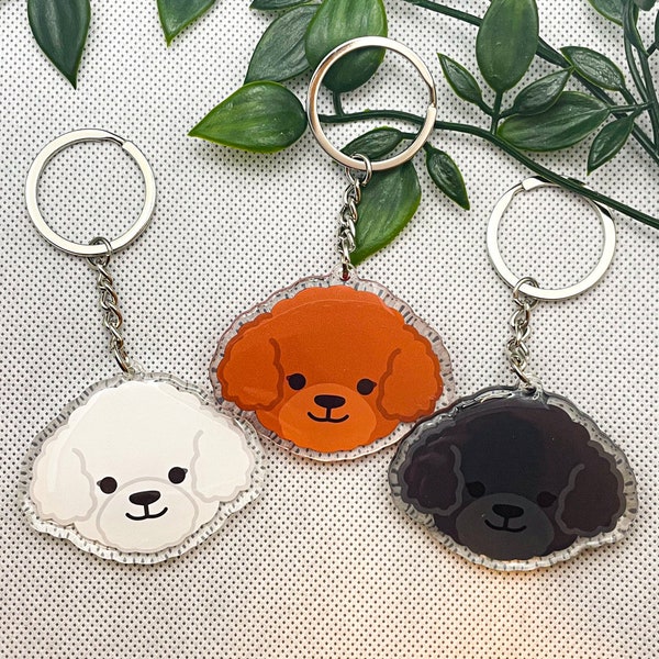 Toy Poodle Maltipoo Bichon Frise Dog Double Sided Clear Epoxy Acrylic Keychain | Cute and Kawaii Charm | deadlybearhug