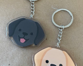 Labrador Retriever White Yellow Chocolate Black Dog Double Sided Clear Epoxy Acrylic Keychain | Cute and Kawaii Charm | deadlybearhug