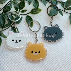 Pomeranian Dog Double Sided Clear Epoxy Acrylic Keychain | Cute and Kawaii Charm | deadlybearhug
