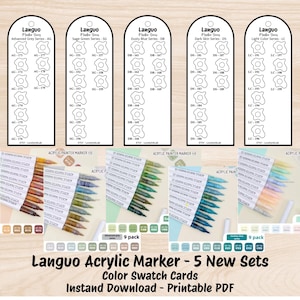 Languo Acrylic Brush Marker Swatches for 5 New Sets ONLY - Digital PDF - Instant Download