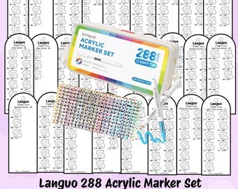 Languo 288 Acrylic Brush Marker Swatches - Digital PDF - Instant Download