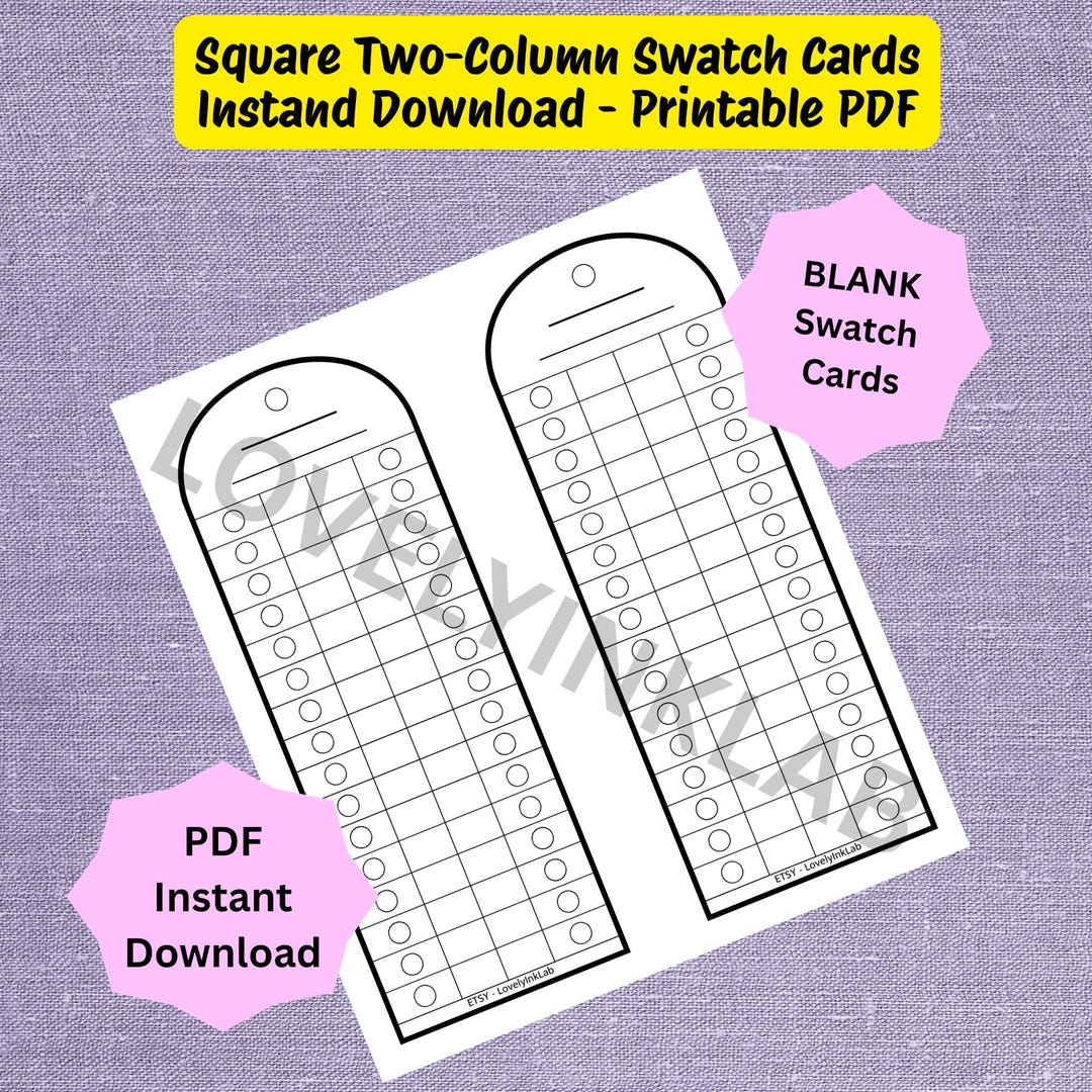 Internal Double Column Card Blank Square Two-column Swatch Cards for Acrylic Markers Swatch ...