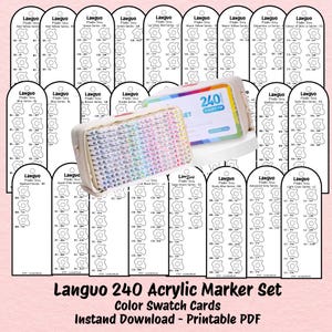 Languo 240 Acrylic Brush Marker Swatches - Digital PDF - Instant Download