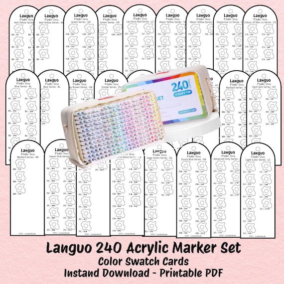 Languo 240 種類のアクリルブラシマーカー スウォッチ - デジタル PDF