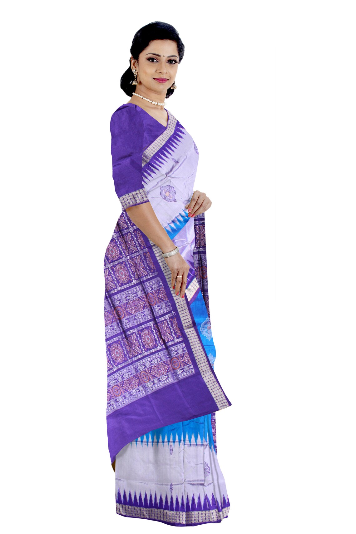 Exclusive Sambalpuri pata Saree in BLUE color body in Bomkei Etsy