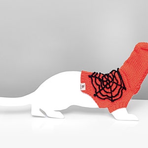 Halloween knitted ferret sweater spider web