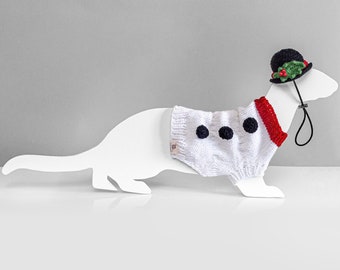 Snowman knitted ferret sweater with hat
