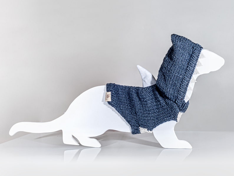 Shark knit sweater for ferret image 1