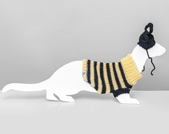 Bee sweater for ferret with hat