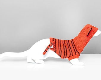 Tiger knitted ferret sweater with hood